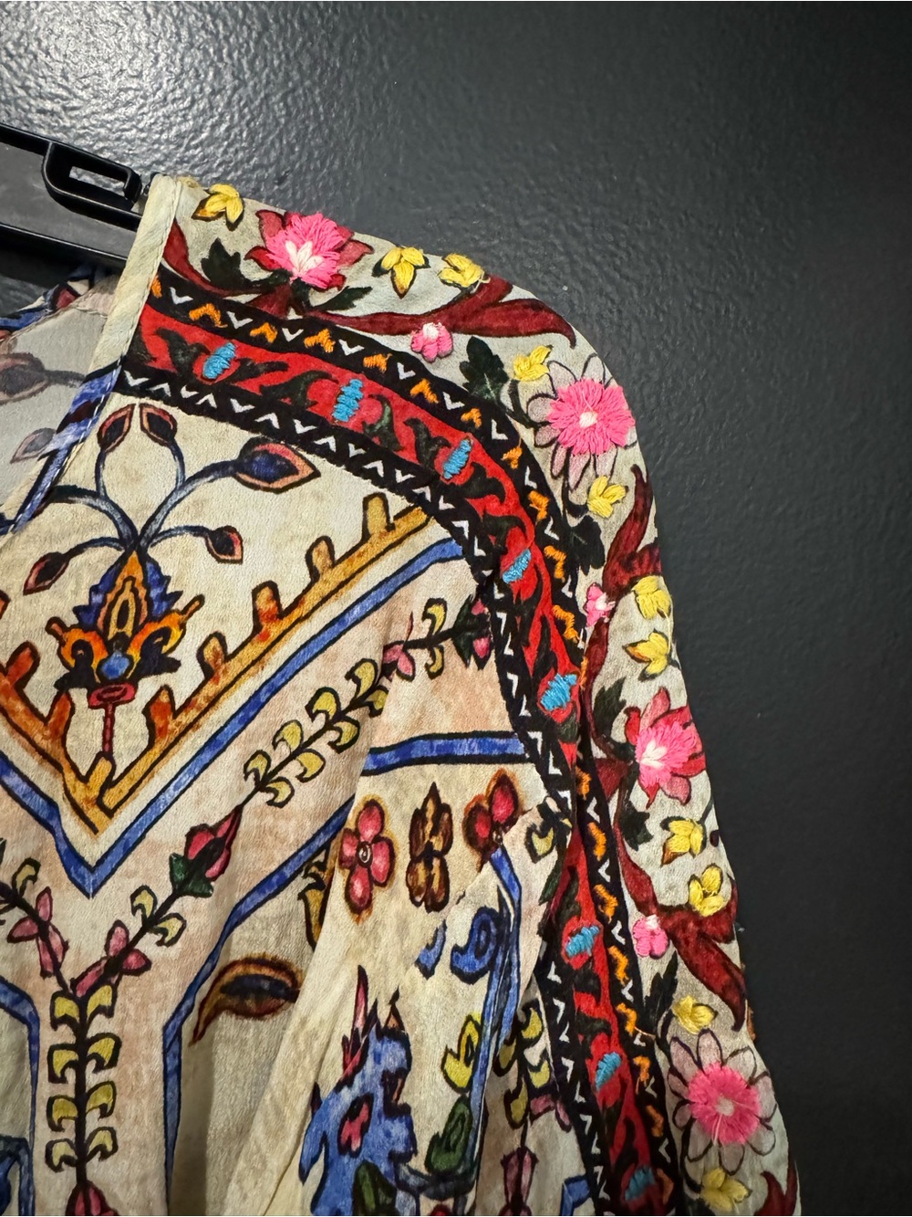 Vineet Bahl for Anthropologie Meknes Boho Tie Blouse with Embroidered Sleeves - Picture 5 of 11